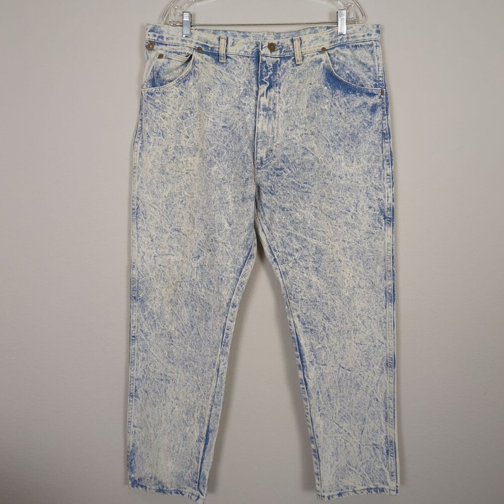 Men's Vintage Wrangler Rugged Wear Outdoor light blue Tie dyed Men's Jeans size